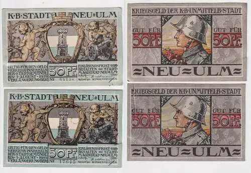 2 Banknoten Notgeld Stadt Ulm an der Donau 1918 (168532)