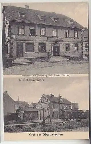 65806 Mehrbild Ak Gruß aus Oberwerschen Gasthaus und Bahnhof um 1910