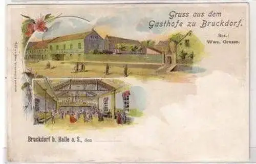 48060 Ak Lithographie Gruß aus Bruckdorf bei Halle 1900