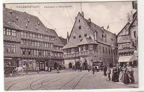 36128 Ak Halberstadt Fischmarkt Rathauskeller um 1920