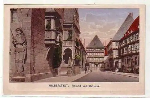 36789 Ak Halberstadt Roland und Rathaus um 1910