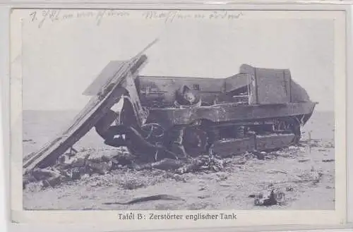 91179 Militär AK Tafel B - Zerstörer englischer Tank um 1920