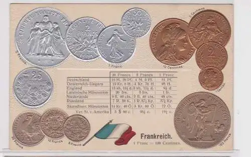 81336 Präge Ak mit Münzabbildungen Frankreich um 1910