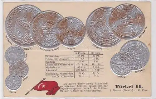 91663 Präge Ak mit Münzabbildungen Türkei II um 1910