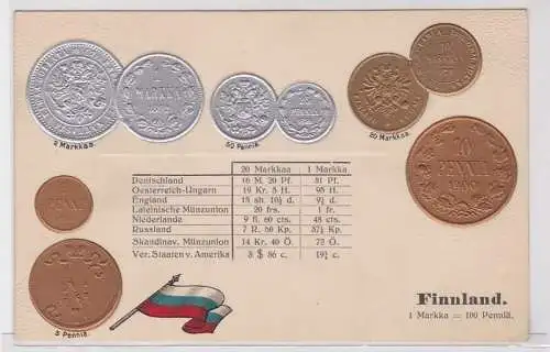 87746 Präge Ak mit Münzabbildungen Finnland um 1910