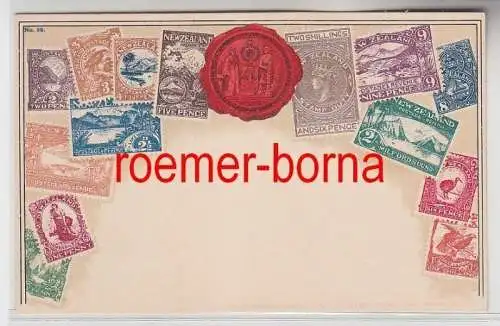 73802 Briefmarken Präge Ak Briefmarken von Neuseeland um 1910