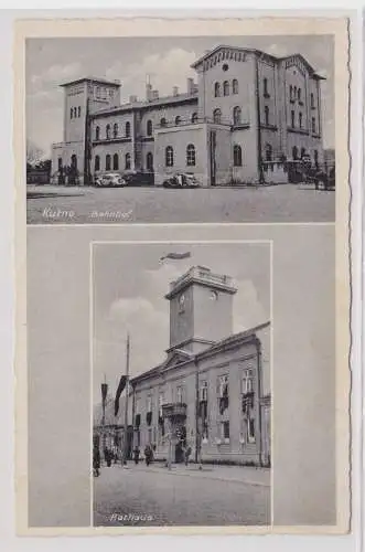 14655 Mehrbild Ak Kutno Bahnhof und Rathaus 1942