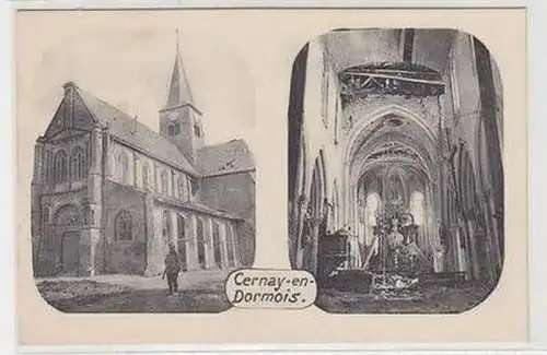 54650 Ak Cernay en Dormois France Frankreich zerstörte Kirche um 1915