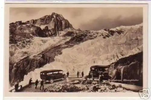 06581 Ak Furkastraße mit Autos Rhonegletscher um 1940