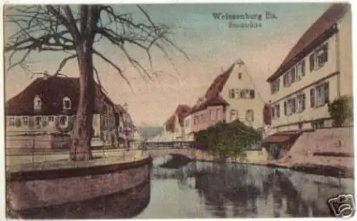 15796 Ak Weissenburg Els. Bruchbrücke um 1920