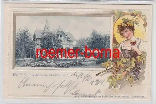 78617 Präge Ak Lithographie Krefeld 'Kurhaus im Stadtgarten' um 1900