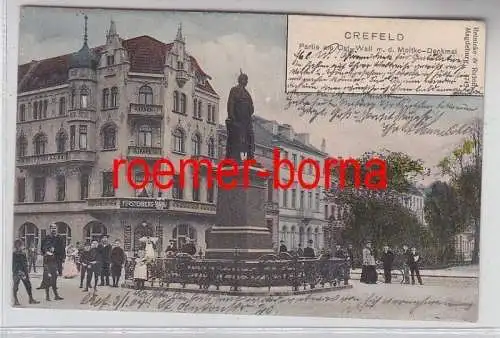 78623 Ak Crefeld Krefeld Partie am Ostwall mit Moltkedenkmal 1904