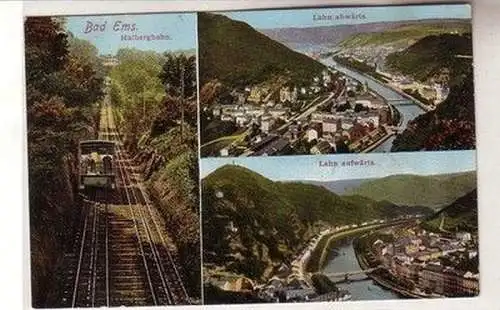 60748 Mehrbild Ak Bad Ems Malbergbahn Lahn abwärts und aufwärts um 1910