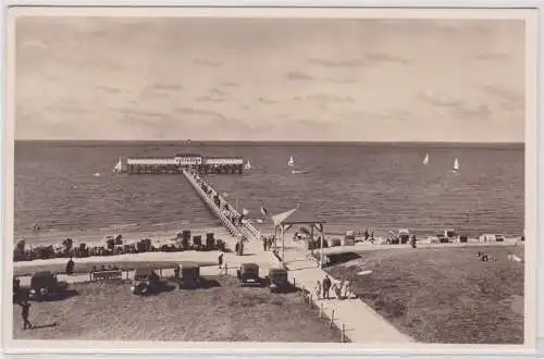 92903 Ak Nordseebad Duhnen Strand und Badebrücke um 1940