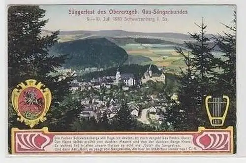 50194 Ak Sängerfest des Oebererzgeb. Gau Sängerbundes Schwarzenberg 1910