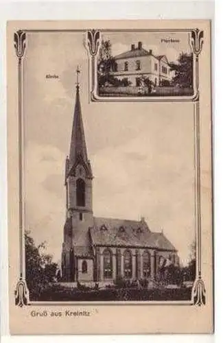 46215 Mehrbild Ak Gruß aus Kreinitz Kirche Pfarrhaus1917