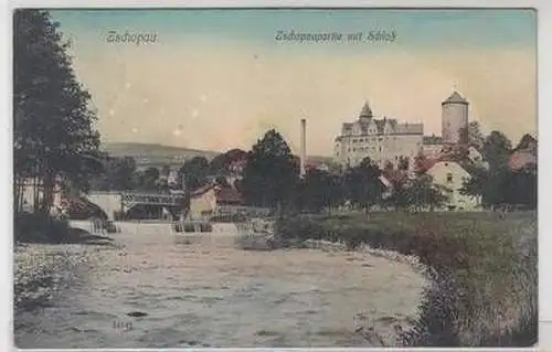 50724 Ak Zschopau Zschopaupartie mit Schloß 1911