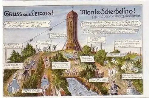 52868 Humor Ak Gruß aus Leipzig ! Monte Scherbelino ! um 1910