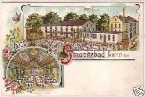 21830 Ak Lithographie Gruß vom Staupitzbad Döbeln 1908