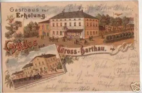 09083 Ak Lithographie Gruss aus Gross-Harthau 1901