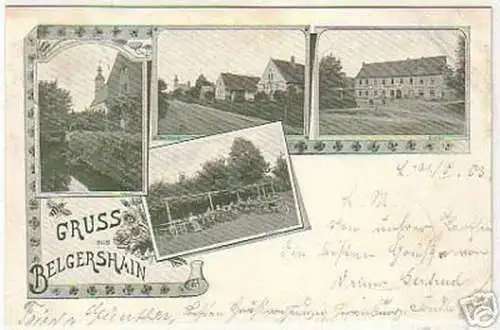 07771 Ak Gruß aus Belgershain Gasthof usw. 1903