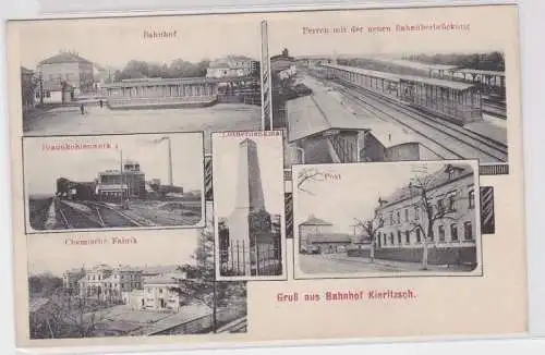 78109 Mehrbild Ak Gruß aus Bahnhof Kieritzsch Bahnhof, Post, Chem. Fabrik usw.