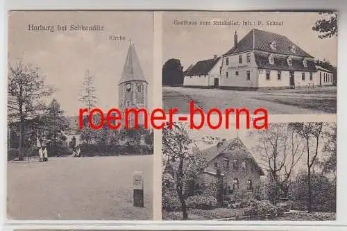 73151 Mehrbild Ak Horburg bei Schkeuditz Gasthaus, Pfarre, Kirche 1922