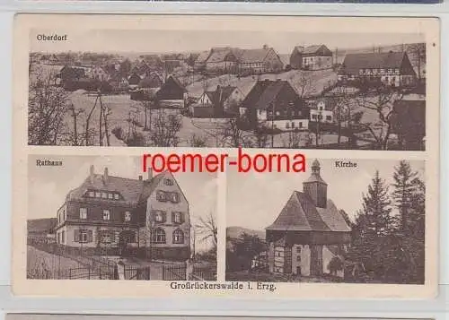 72463 Mehrbild Ak Großrückerswalde im Erzgebirge Oberdorf, Rathaus, Kirche 1930