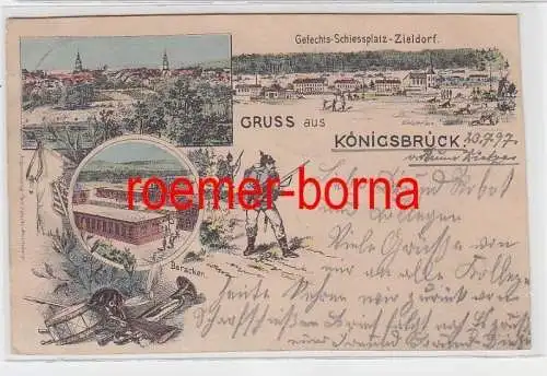 74523 Ak Lithografie Gruss aus Königsbrück Gefechts-Schiessplatz-Zieldorf 1897