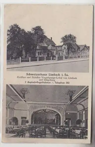 70998 Mehrbild Ak Schweizerhaus Limbach i. Sa. Vergnügungs-Lokal Kegelbahn 1918