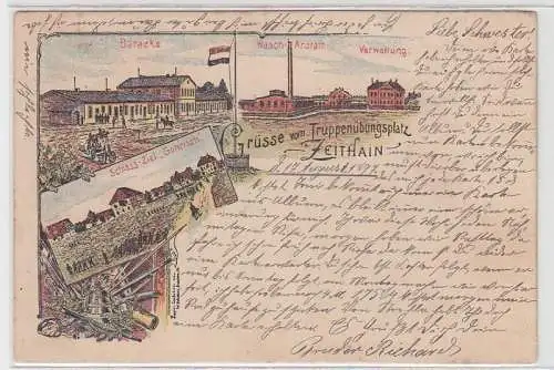 71330 Ak Lithographie Grüße vom Truppenübungsplatz Zeithain 1897