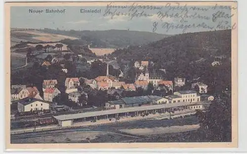 72494 Ak Neuer Bahnhof Einsiedel 1918