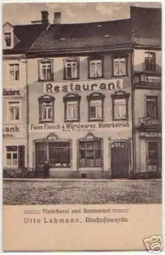 11023 Ak Bischofswerda Fleischerei & Restaurant um 1910