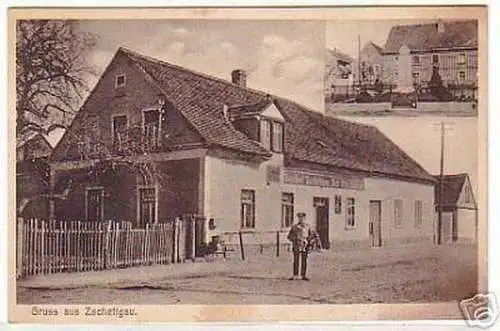 08377 Ak Gruß aus Zschettgau Gasthof usw. um 1920