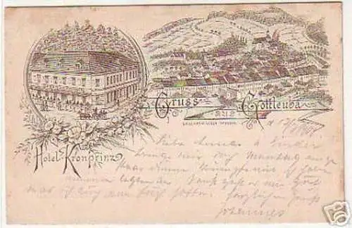 08436 Ak Gruß aus Gottleube Hotel Kronprinz 1901