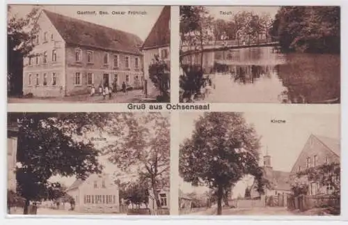 95371 Mehrbild Ak Gruß aus Ochsensaal Gasthof, Teich, Schule und Kirche um 1920