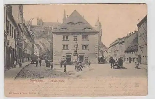 34252 Ak Meissen Theaterplatz mit Geschäften 1904