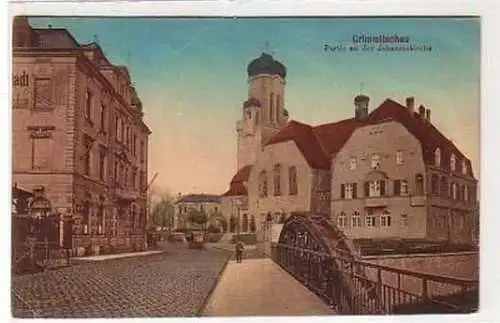 37539 Ak Crimmitschau Partie an der Johanniskirche 1920