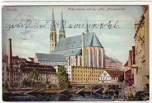 10782 Ak Görlitz mit der alten Neissebrücke 1906