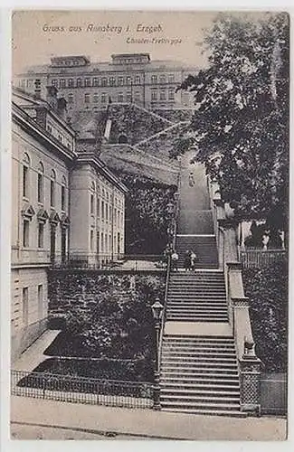 62366 Ak Gruß aus Annaberg im Erzgebirge Theater Freitreppe 1912