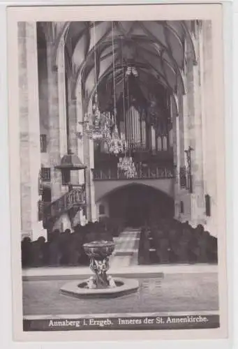 95560 Foto Ak Annaberg im Erzgebirge - Inneres der St. Annenkirche um 1930