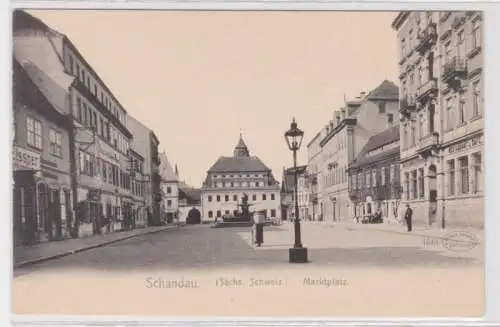 94958 Ak Schandau Sächsische Schweiz Partie am Marktplatz mit Geschäften um 1900