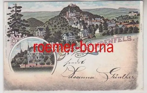 78003 Ak Lithographie Gruß aus Lindenfels Villa Schenck 1900