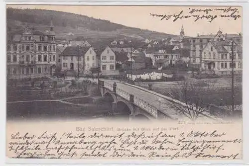 86719 Ak Bad Salzschlirf Brücke mit Blick auf das Dorf 1902