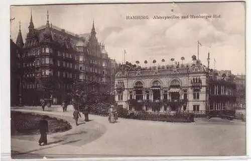 51367 Ak Hamburg Alsterpavillon und Hamburger Hof 1908