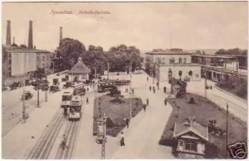 19284 Feldpost Ak Spandau Bahnhofsplatz 1915