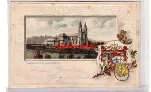 80008 geprägte Ak mit Wappen Vierzehnheiligen Basilika 1901