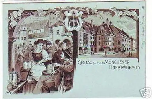 03420 Ak Gruß aus dem Münchener Hofbräuhaus um 1900