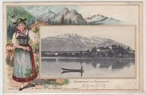 50365 Präge Ak Lithographie Herreninsel mit Kampenwand 1906