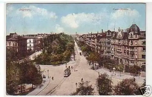 21788 Ak Augsburg Kaiserstraße mit Straßenbahn 1910